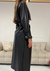 CRODY - giacca trench di finta pelle nero