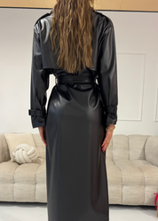 CRODY - giacca trench di finta pelle nero