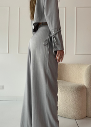 JESSY - completo tailleur giacca e pantalone grigio gessato