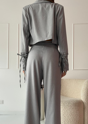 JESSY - completo tailleur giacca e pantalone grigio gessato