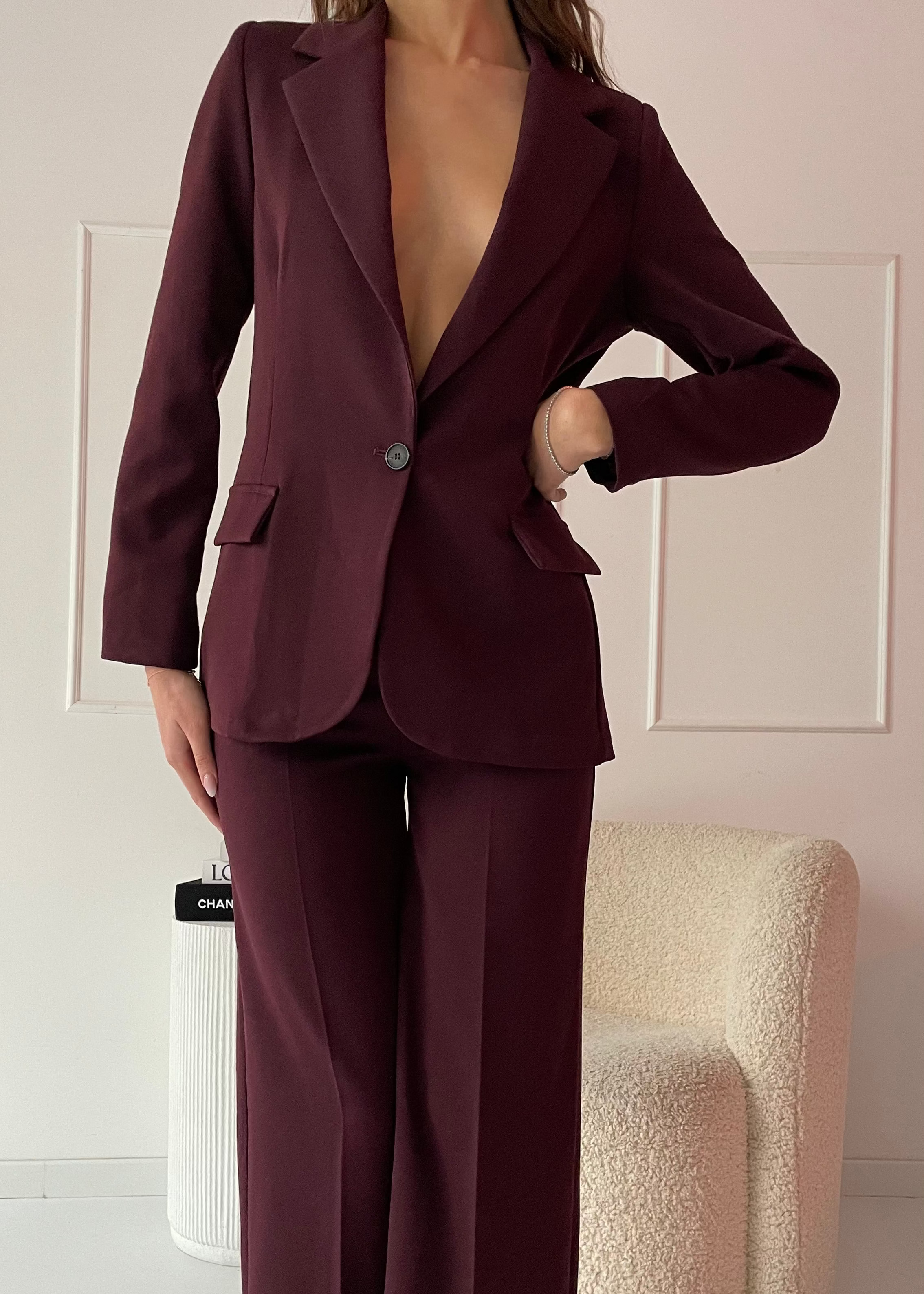 ROBY - completo tailleur giacca e pantalone bordeaux