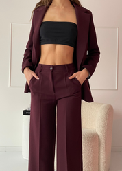 ROBY - completo tailleur giacca e pantalone bordeaux