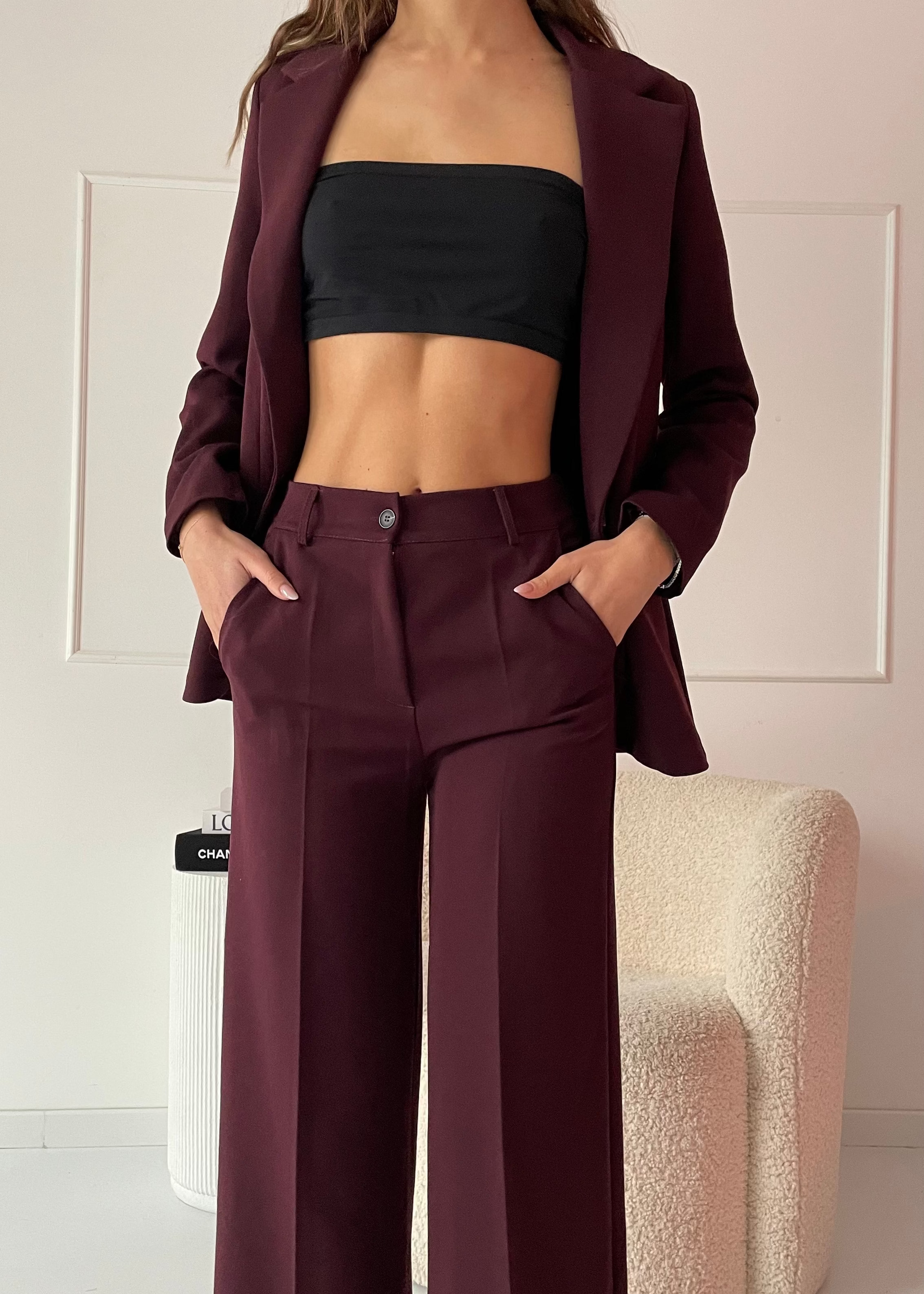 ROBY - completo tailleur giacca e pantalone bordeaux