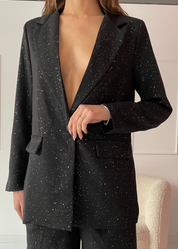 DESY - completo tailleur giacca e pantalone in nero con glitter oro