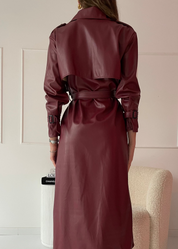 CRODY - giacca trench di finta pelle burgundy