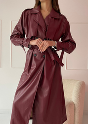 CRODY - giacca trench di finta pelle burgundy