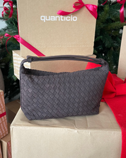 MUSE - borsa marrone intrecciata con manico regolabile 2 lunghezze