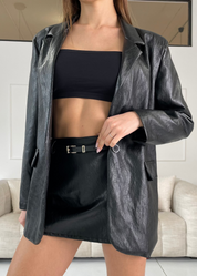 YELENA - blazer over di simil pelle nera