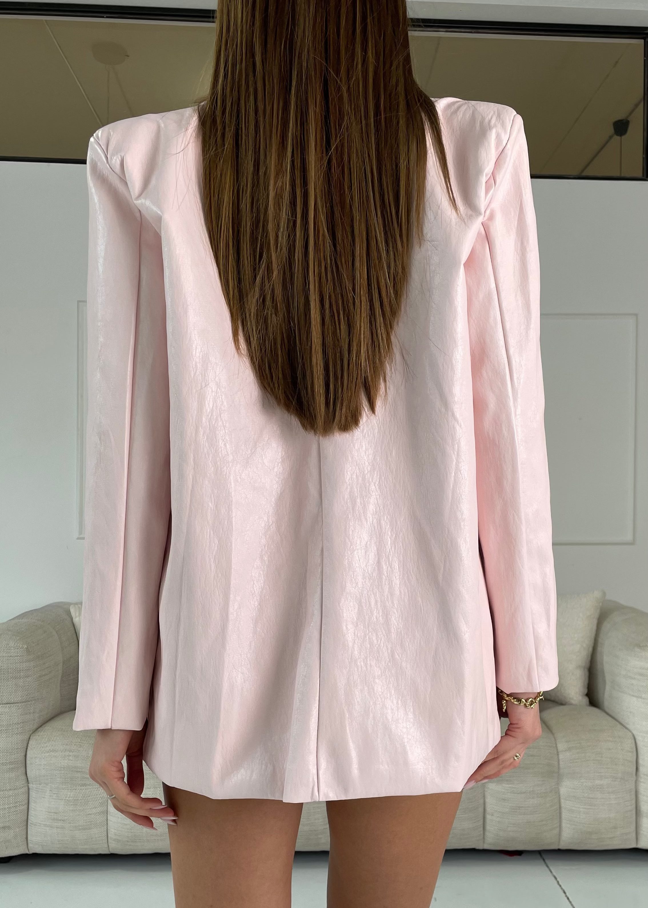 YELENA - blazer over di simil pelle rosa