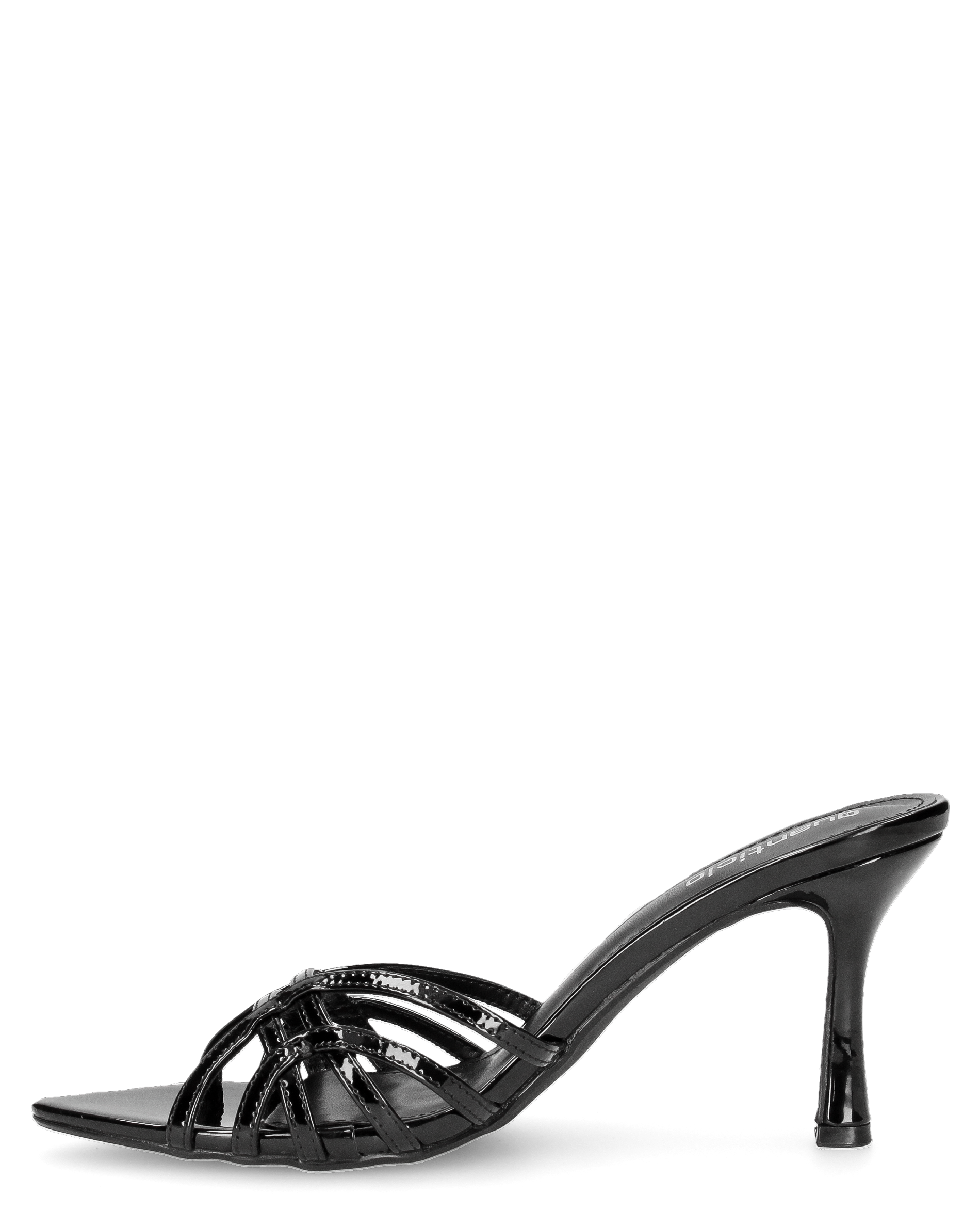 ISOLA - sandali neri effetto vernice con tacco a spillo