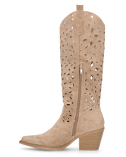 JADY - stivali camperos beige con gambale traforato