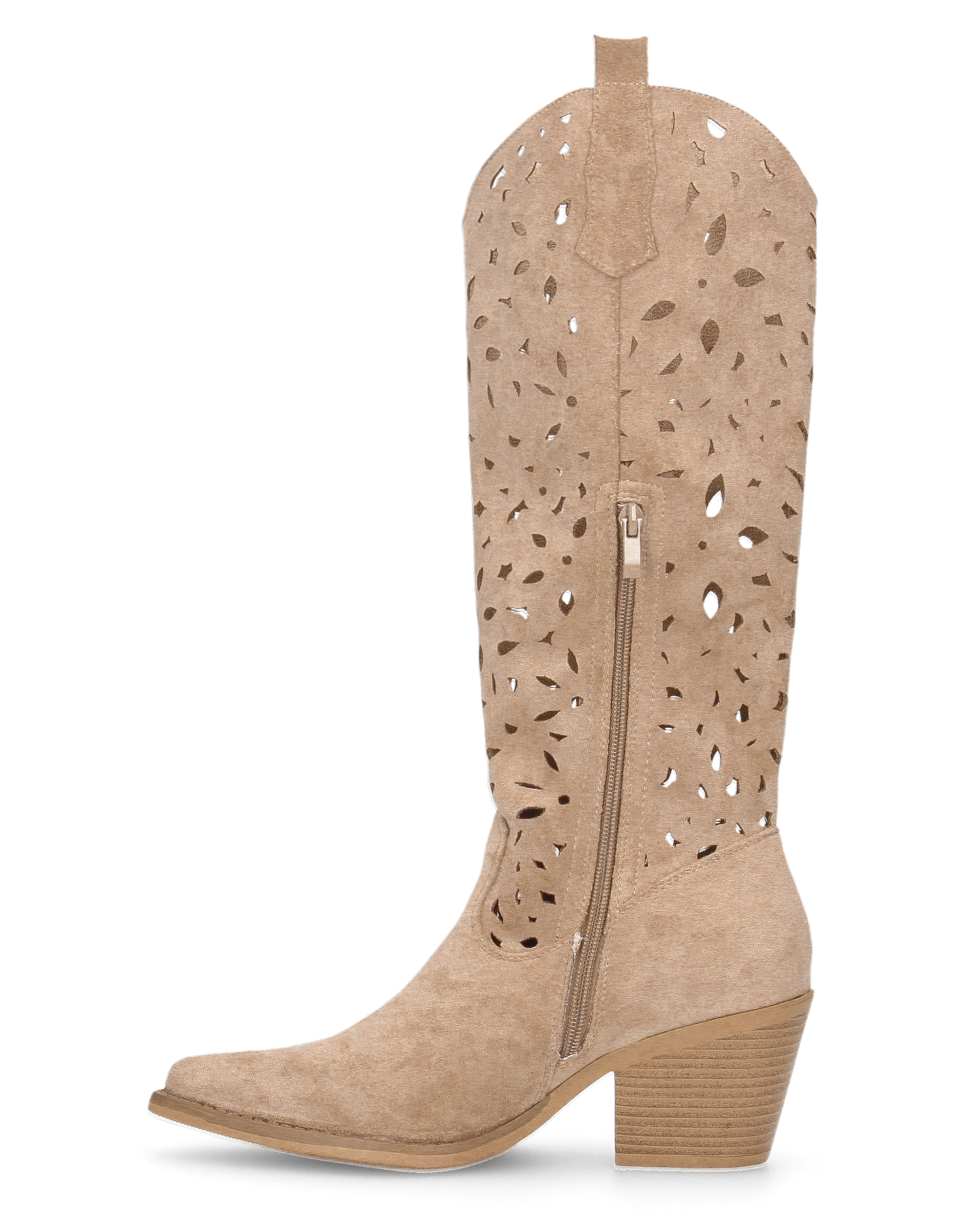 JADY - stivali camperos beige con gambale traforato