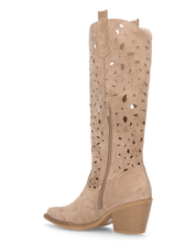 JADY - stivali camperos beige con gambale traforato