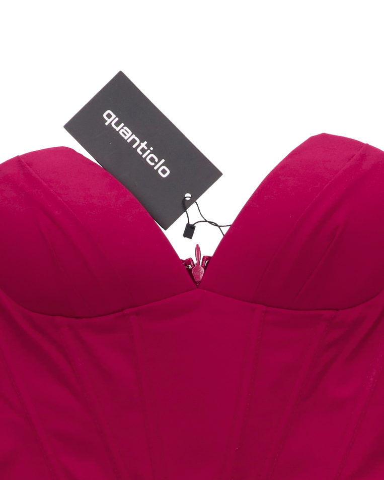 JADA - vestito midi a ruota burgundy con corpetto senza spalline