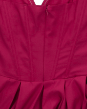 JADA - vestito midi a ruota burgundy con corpetto senza spalline