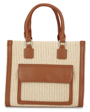 JADE - borsa a mano beige con effetto rafia intrecciata