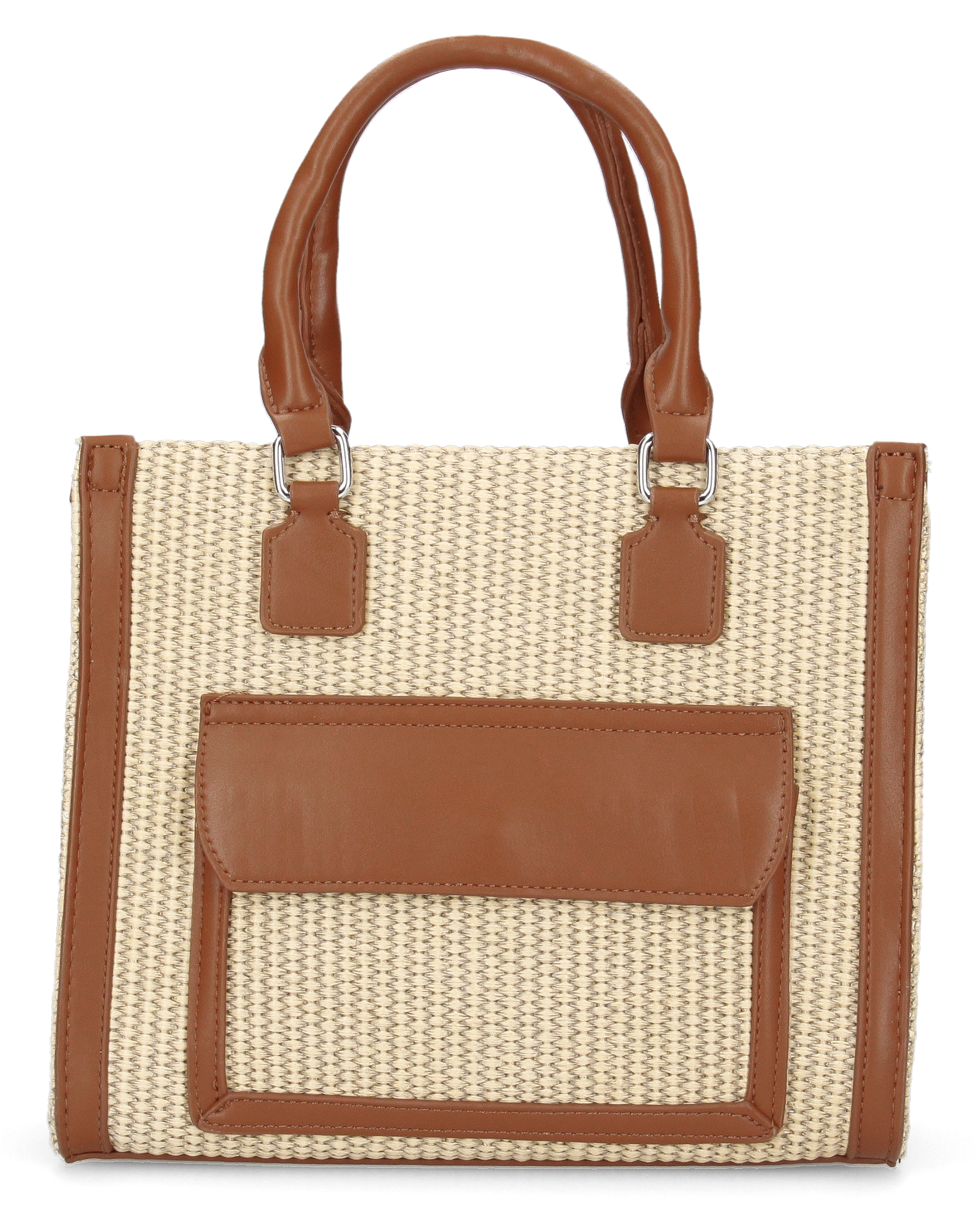JADE - borsa a mano beige con effetto rafia intrecciata