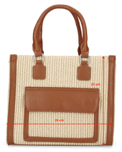JADE - borsa a mano beige con effetto rafia intrecciata
