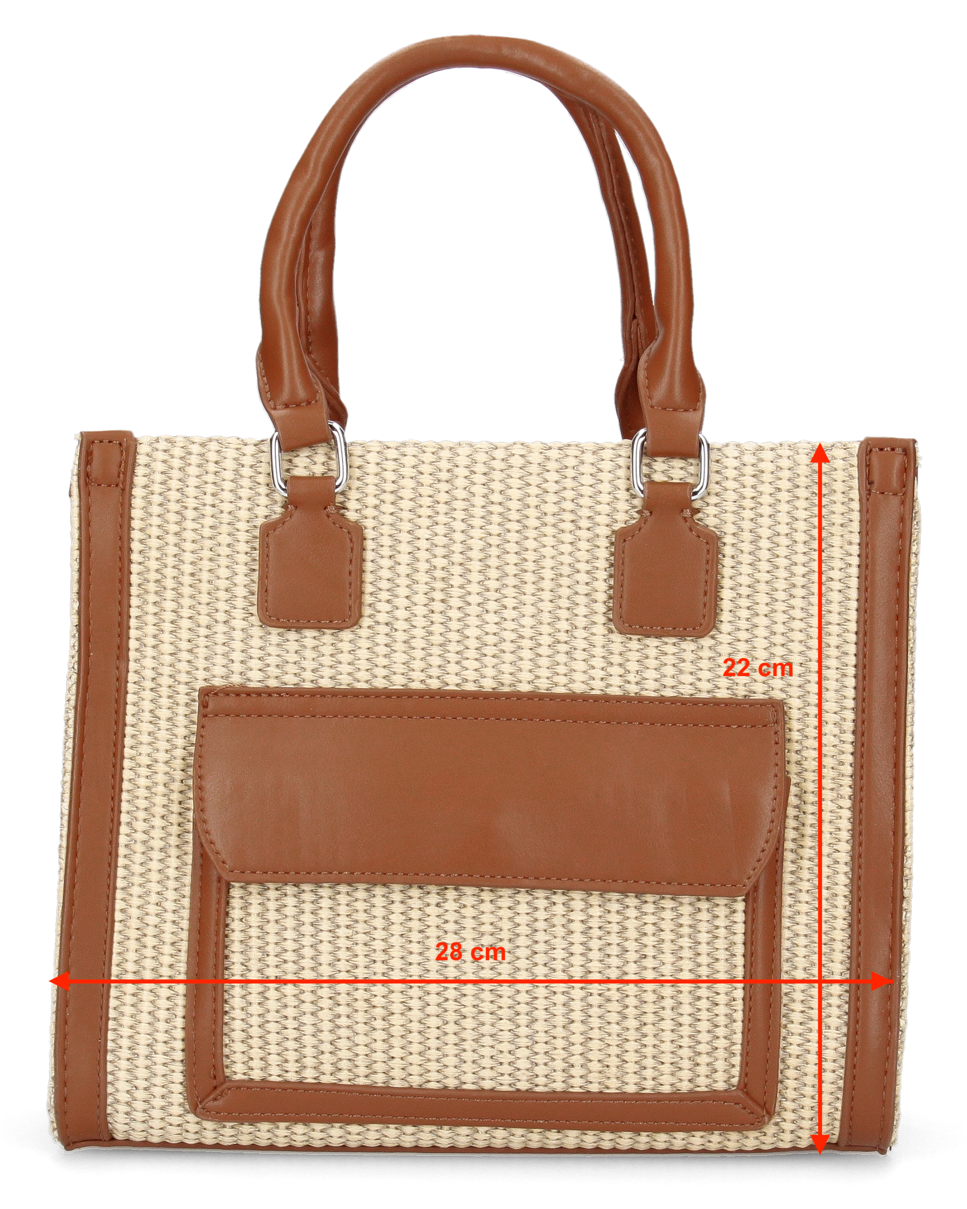 JADE - borsa a mano beige con effetto rafia intrecciata