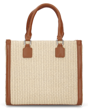 JADE - borsa a mano beige con effetto rafia intrecciata