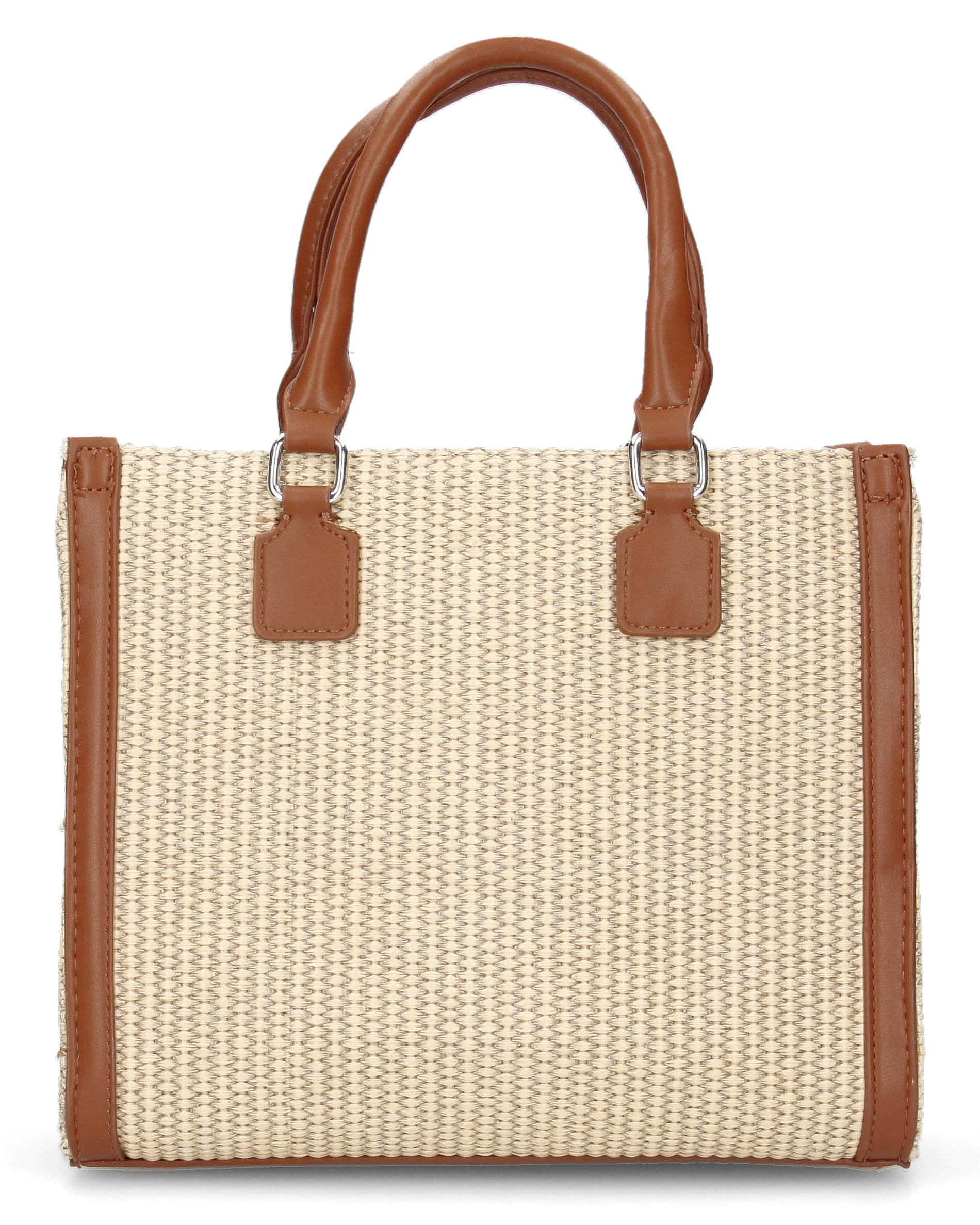 JADE - borsa a mano beige con effetto rafia intrecciata