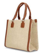 JADE - borsa a mano beige con effetto rafia intrecciata