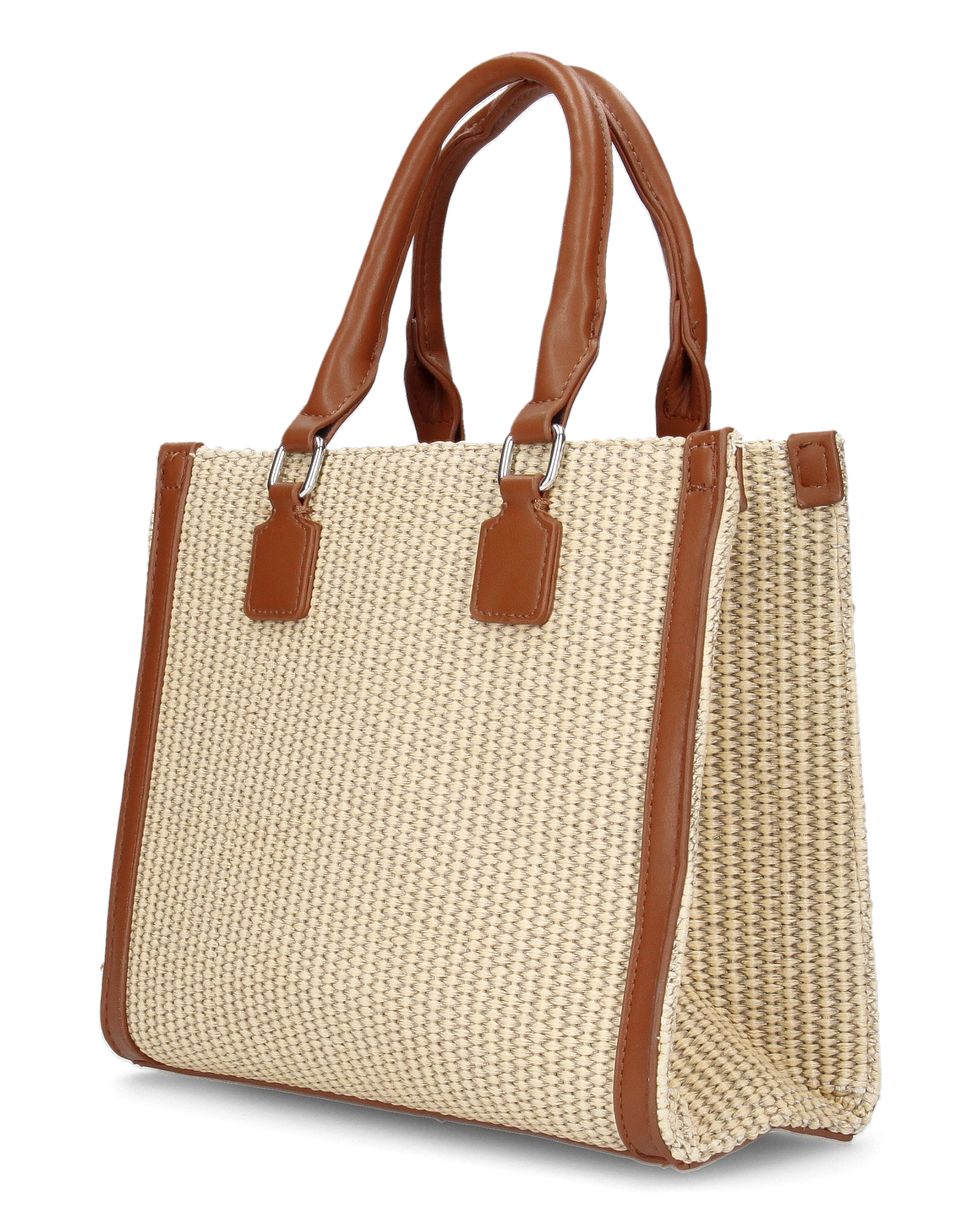 JADE - borsa a mano beige con effetto rafia intrecciata