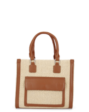 JADE - borsa a mano beige con effetto rafia intrecciata