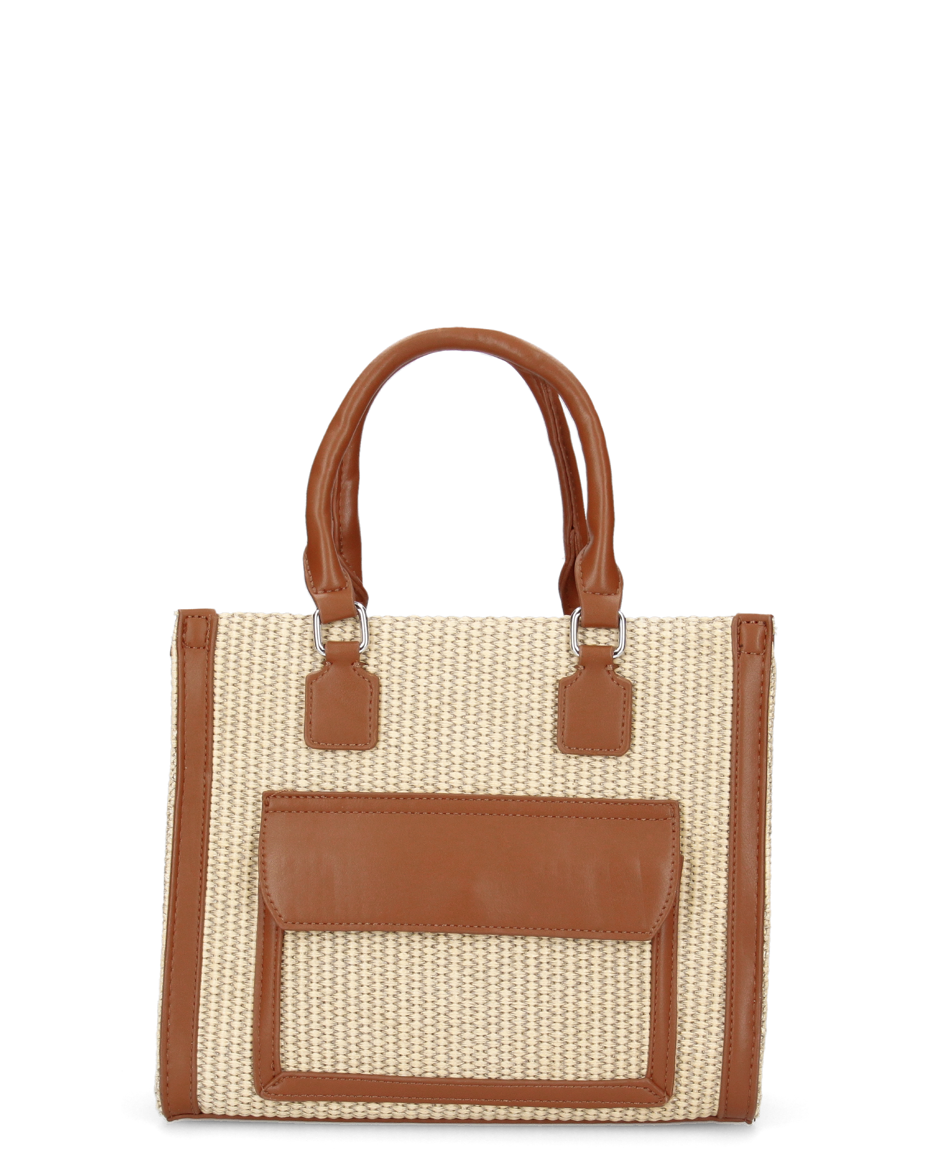 JADE - borsa a mano beige con effetto rafia intrecciata