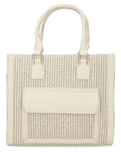 JADE - borsa a mano beige chiaro con effetto rafia intrecciata