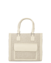 JADE - borsa a mano beige chiaro con effetto rafia intrecciata