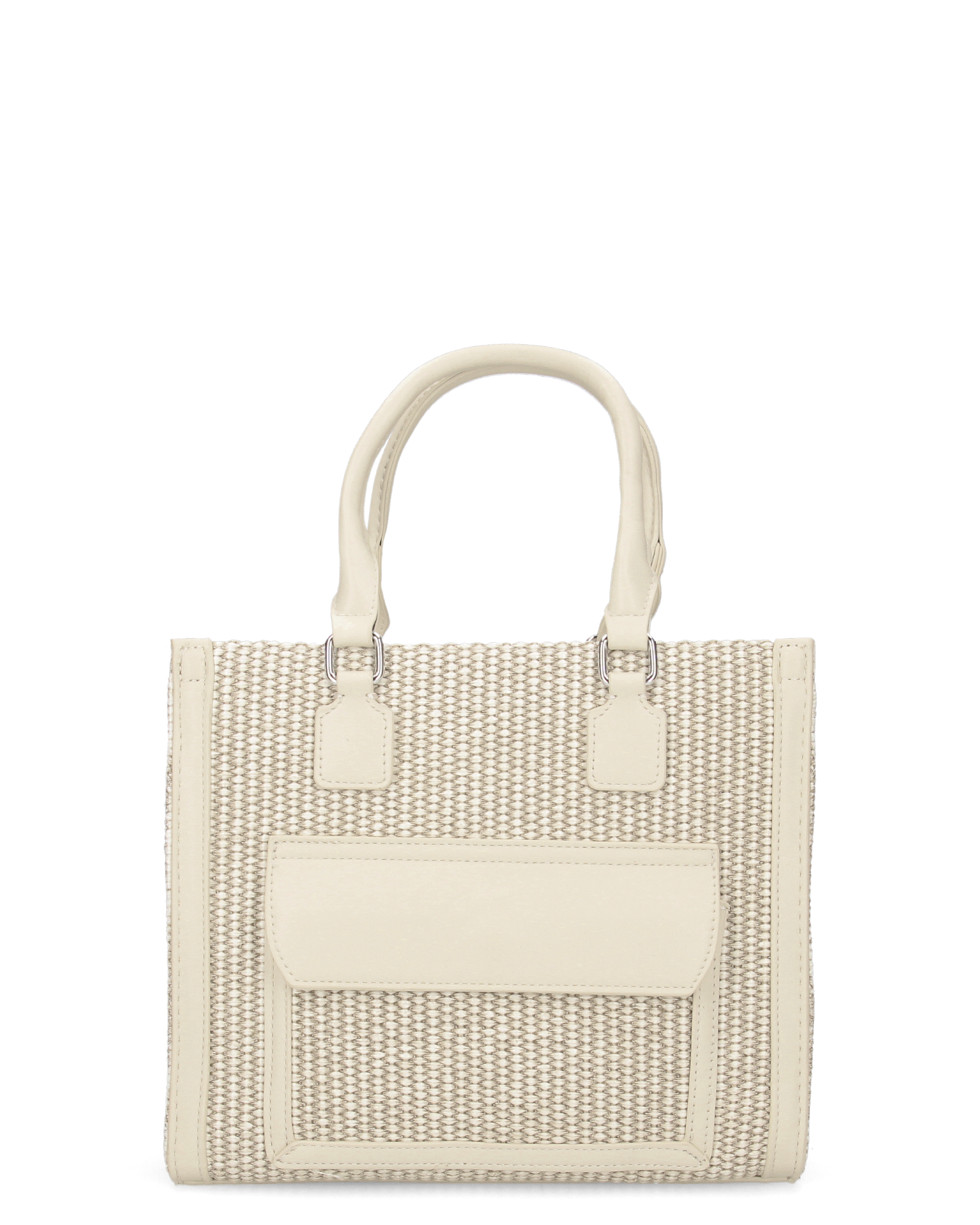 JADE - borsa a mano beige chiaro con effetto rafia intrecciata