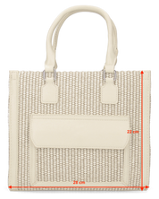 JADE - borsa a mano beige chiaro con effetto rafia intrecciata