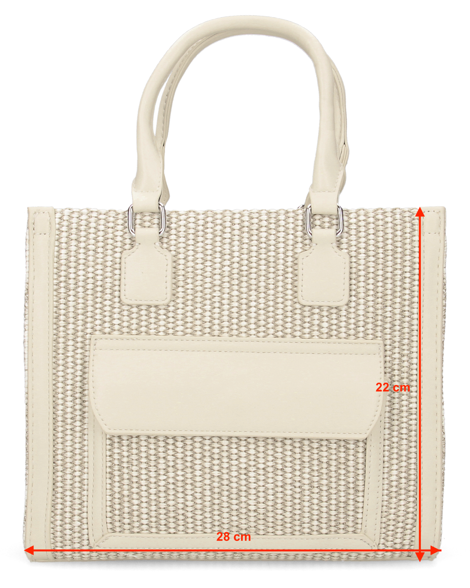 JADE - borsa a mano beige chiaro con effetto rafia intrecciata