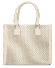 JADE - borsa a mano beige chiaro con effetto rafia intrecciata