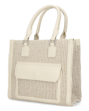 JADE - borsa a mano beige chiaro con effetto rafia intrecciata