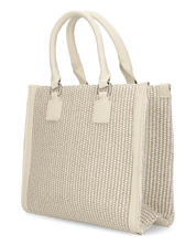 JADE - borsa a mano beige chiaro con effetto rafia intrecciata