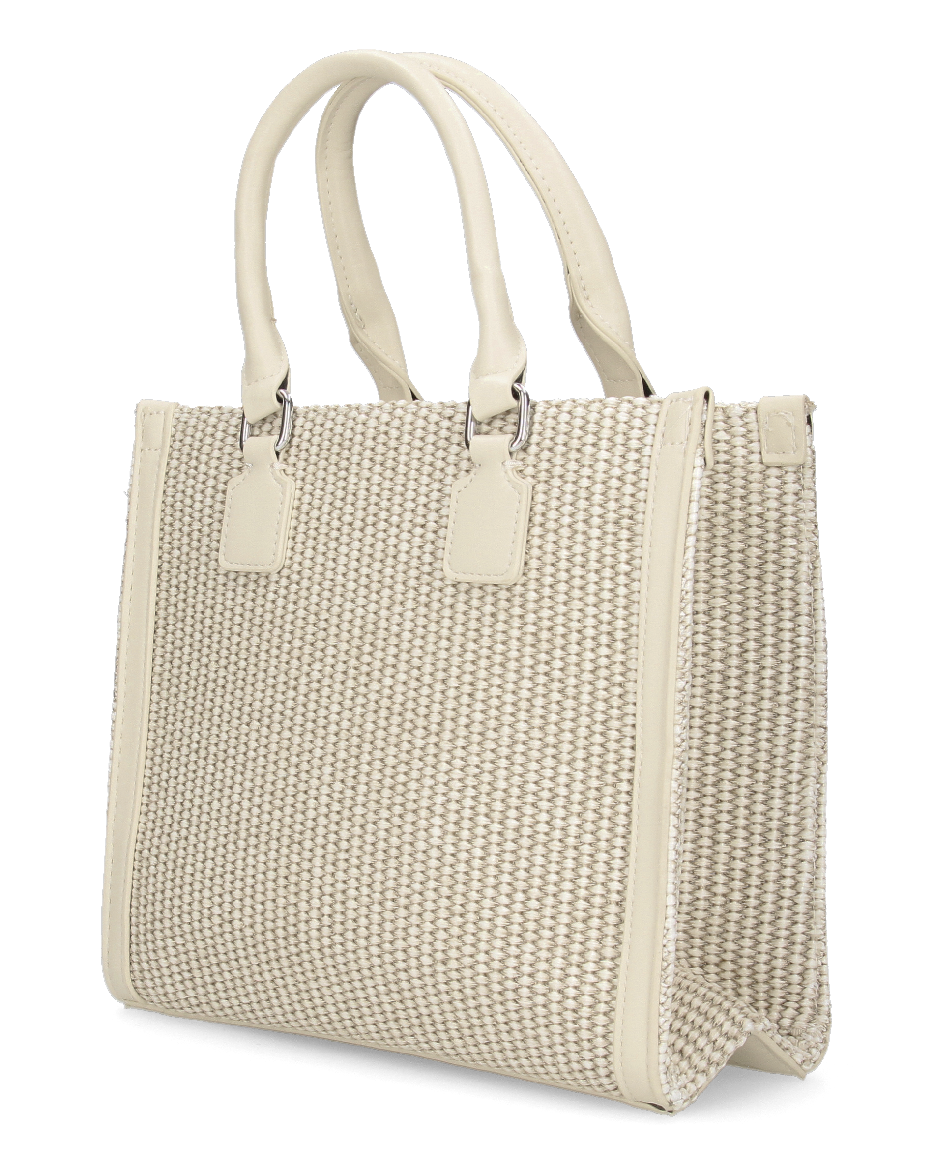 JADE - borsa a mano beige chiaro con effetto rafia intrecciata