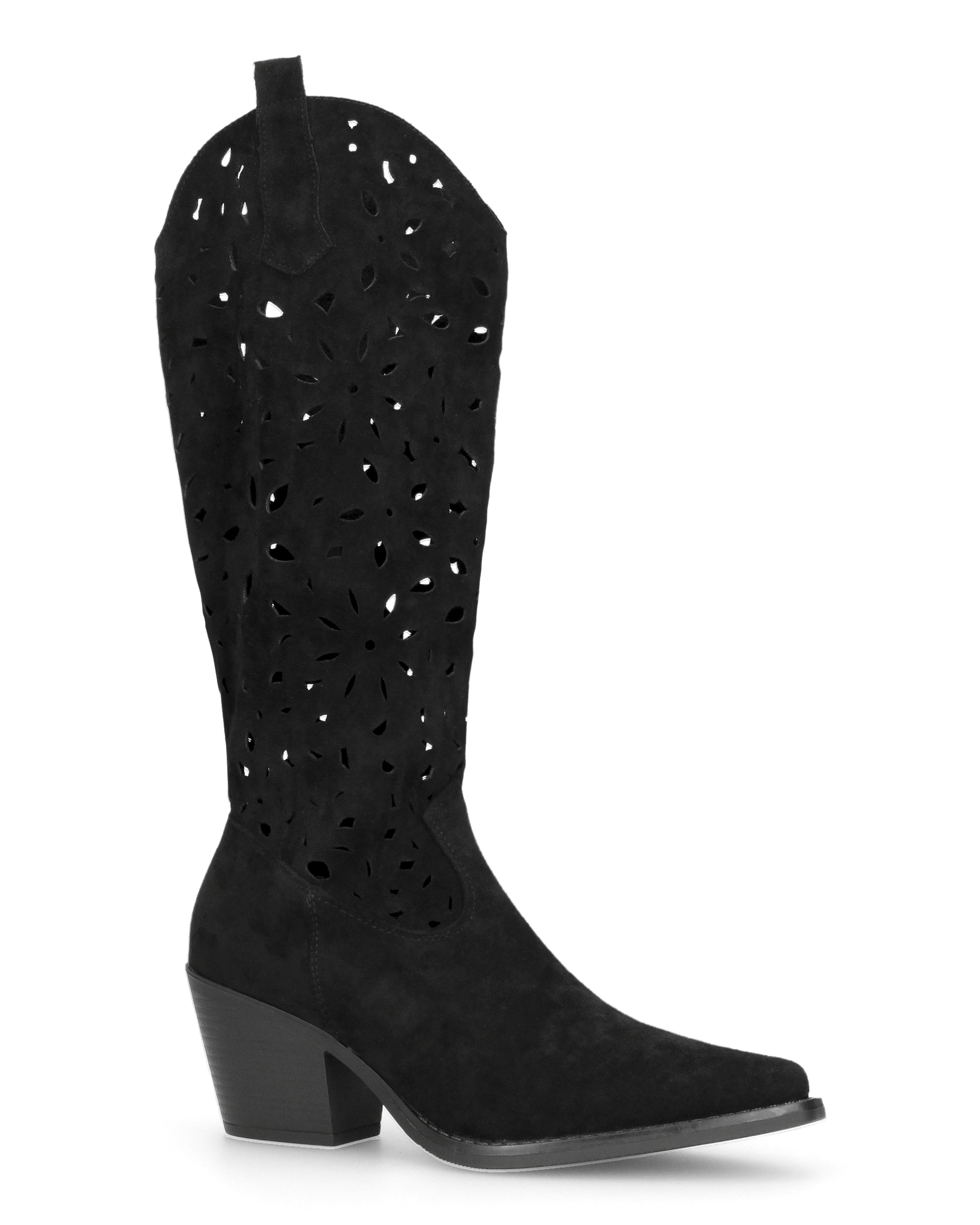 JADY - stivali camperos nero con gambale traforato