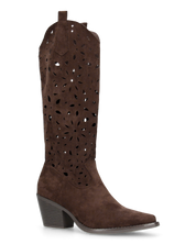 JADY - stivali camperos marrone con gambale traforato