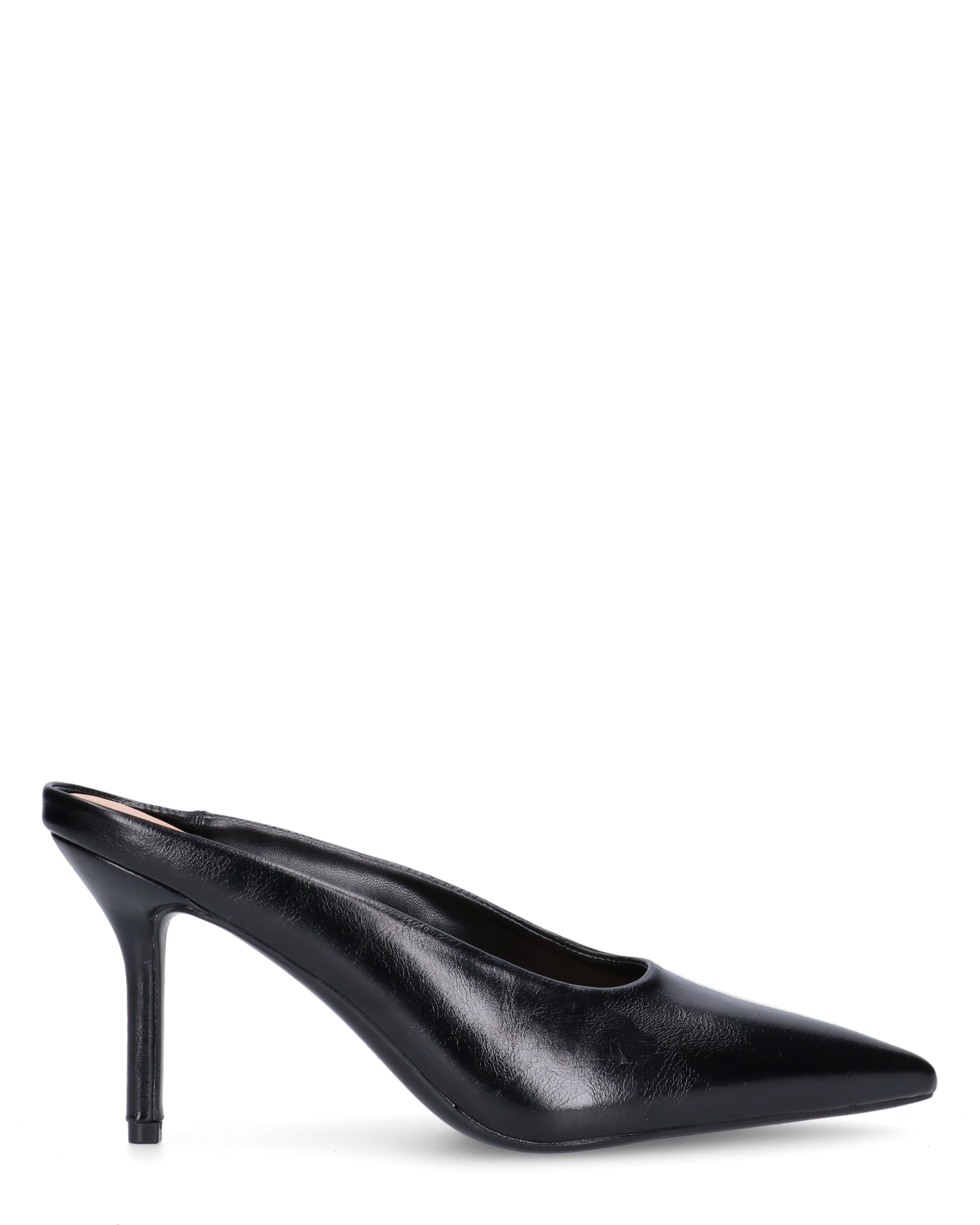 JEMMIE - décolleté in ecopelle nera con soletta beige