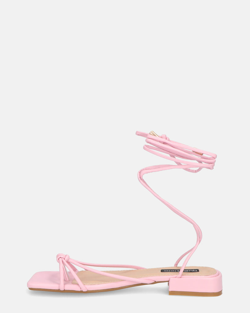 JHULLY - sandali bassi in ecopelle rosa con lacci