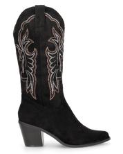 JIMI - stivali camperos texani neri con decorazioni ricamate