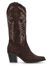 JIMI - stivali camperos texani marroni con decorazioni ricamate