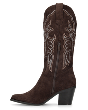 JIMI - stivali camperos texani marroni con decorazioni ricamate