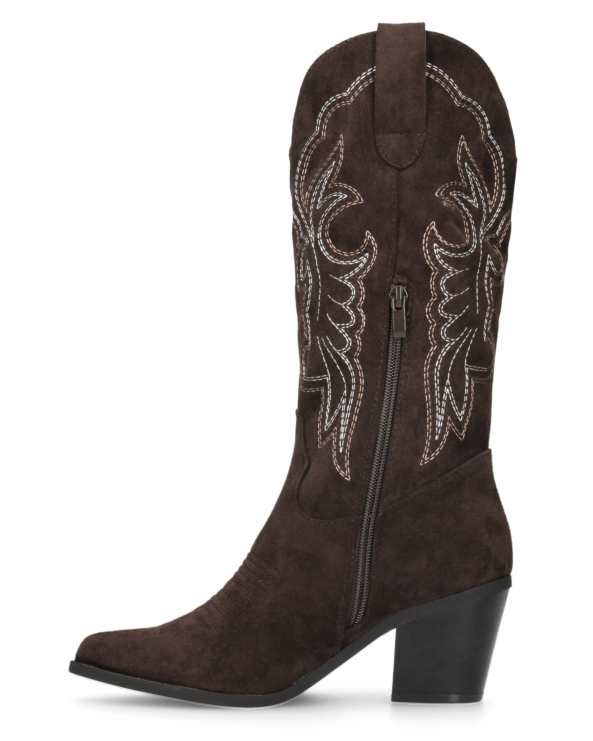 JIMI - stivali camperos texani marroni con decorazioni ricamate