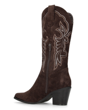 JIMI - stivali camperos texani marroni con decorazioni ricamate