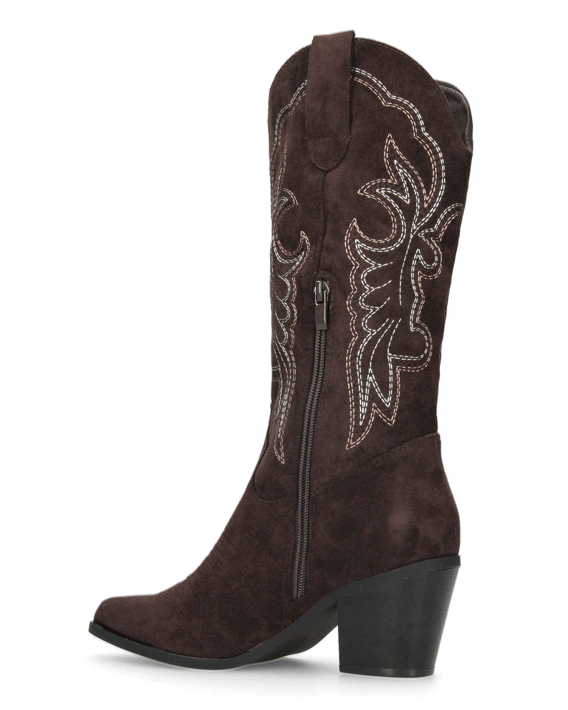 JIMI - stivali camperos texani marroni con decorazioni ricamate