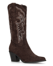 JIMI - stivali camperos texani marroni con decorazioni ricamate