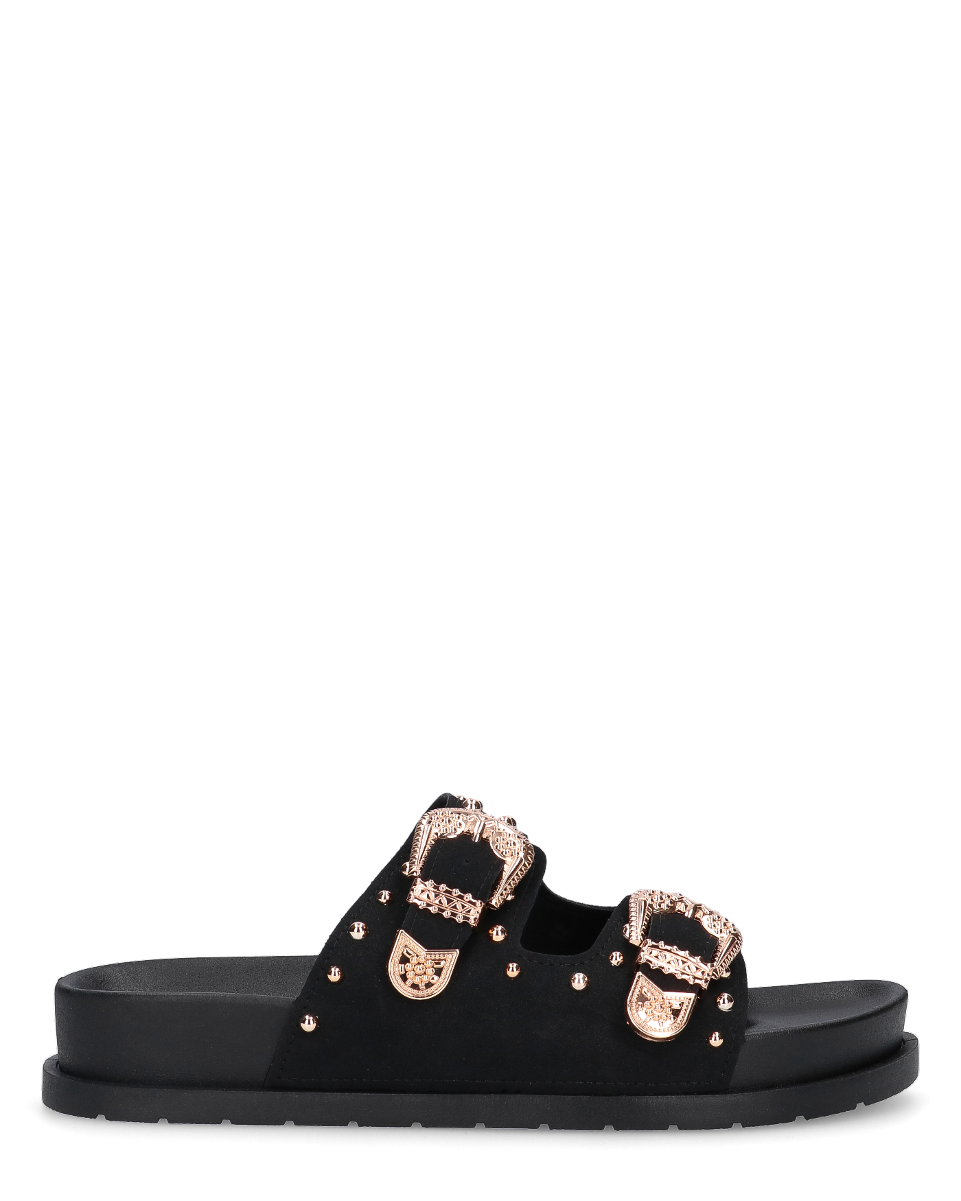 JINA - sandali neri platform con borchie dorate